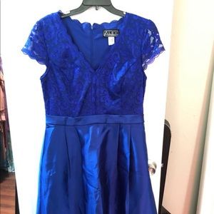 A royal blue dress.